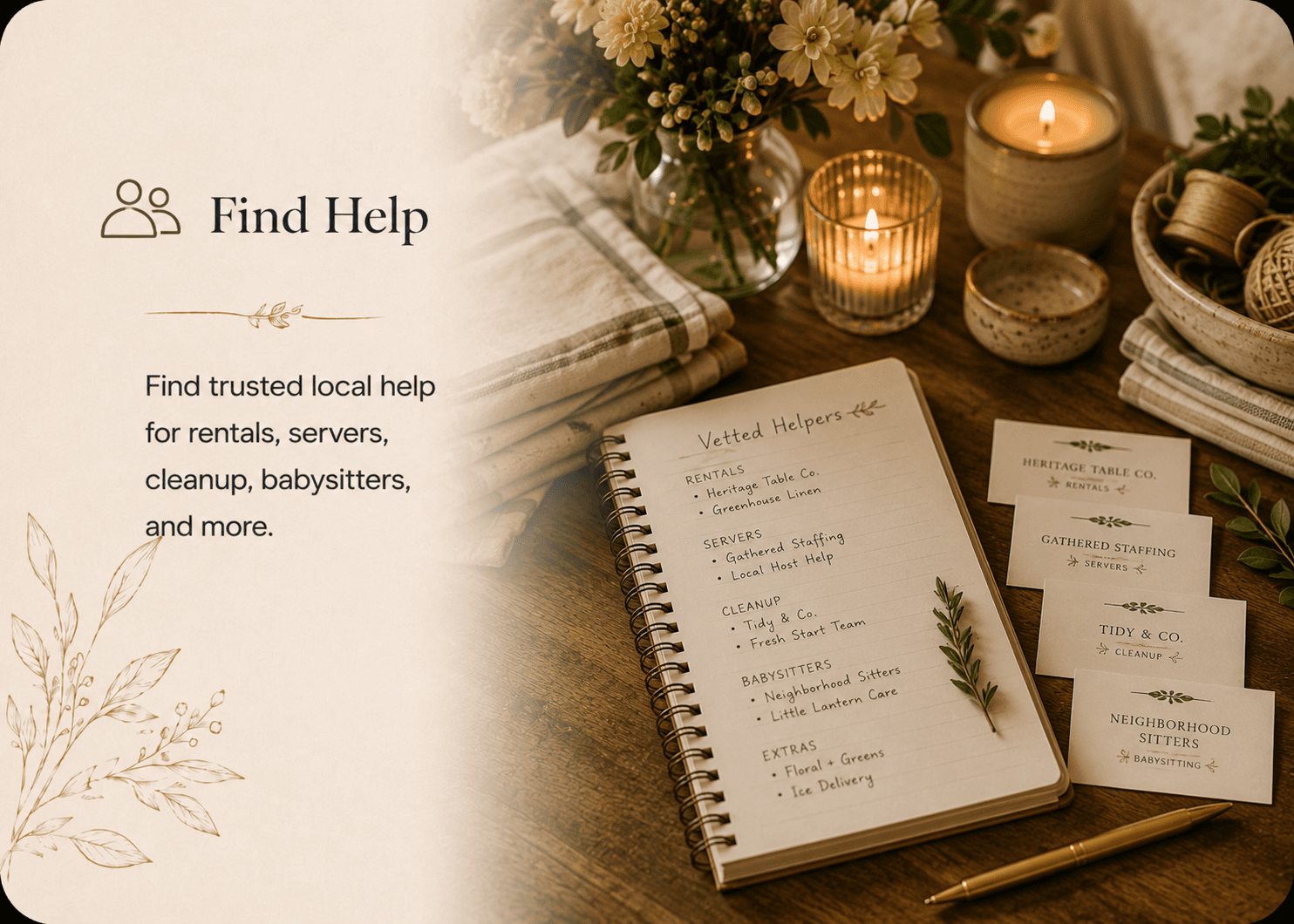 Find Help — Place & Plenty home-hosting feature